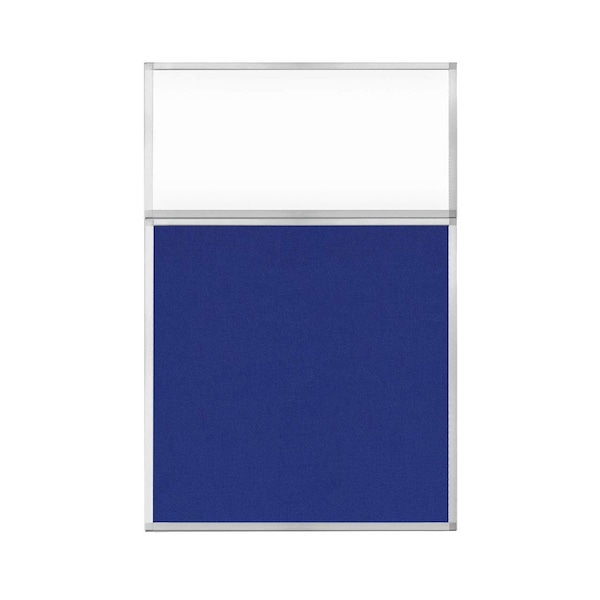 Hush Panel Configurable Cubicle Partition 4' x 6' W/ Window Royal Blue Fabric Clear Window